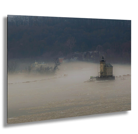 Rondout light and the Hudson fogged in Canvs print metal print wall art