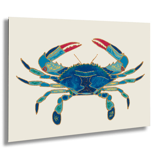 PANORAMIC WALL ART | Maryland Blue Crab Art | Beach Art | Ocean Painting | Oversized Coastal Wall Art | Beach House Décor | Canvas Acrylic