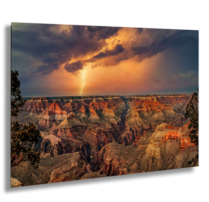 Grand Canyon Lightning, Arizona Art, Red Rock Artwork, Gift, Vibrant Sunset Landscape, Nature Photography Print, Canvas, Metal, Acrylic