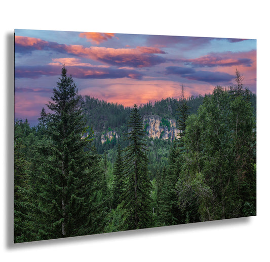 Black Hills canvas picture, Black Hills sunset photograph, South Dakota art, mountain sunset on print or metal, large framed art work,