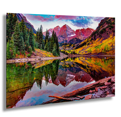 Maroon Bells near Aspen, Maroon Bells photo, Colorado art, autumn canvas, mountain wall art, Aspen art, autumn colors