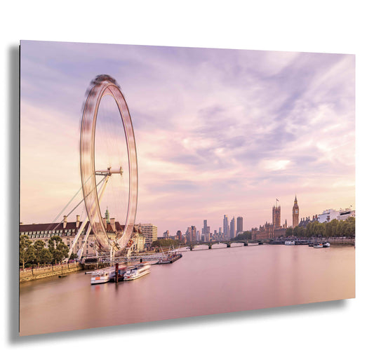 London Eye Parliament Pastel gift for mom pink present sunset/sunrise Canvas Print Wall Art, Ideal for Home and Office Decor