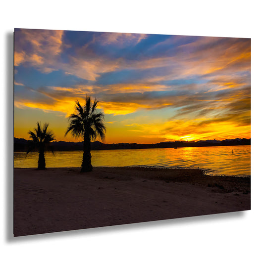 Radiant Horizons: Sunset at Lake Havasu Wall Art State Park Canvas Metal Print Arizona Photography