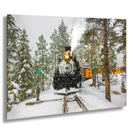 Durango Train Print, Winter Train Scene, Train in Snow Canvas, Train Engine Print, Narrow Gauge Railroad, Colorado Art, Snowy Mountains