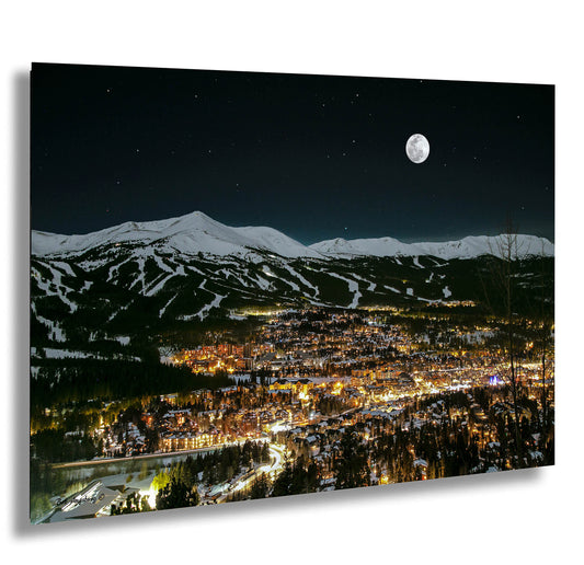 Breckenridge Colorado, Breckenridge wall art, Breckenridge canvas, Moon and stars over Breckenridge, 3 piece wall art canvas