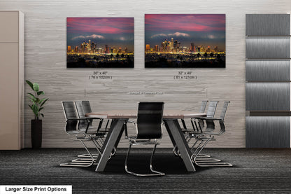 Los Angeles Skyline at Dusk against Mountains / home decor/canvas art print/wall art