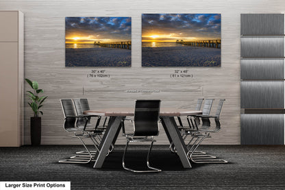 Naples Beach Pier, Sunset, Sun rays, Naples Florida, Wall Art, Living Room, Bedroom, Office, Dorm, Canvas, Metal, Acrylic,Glossy Photo Paper