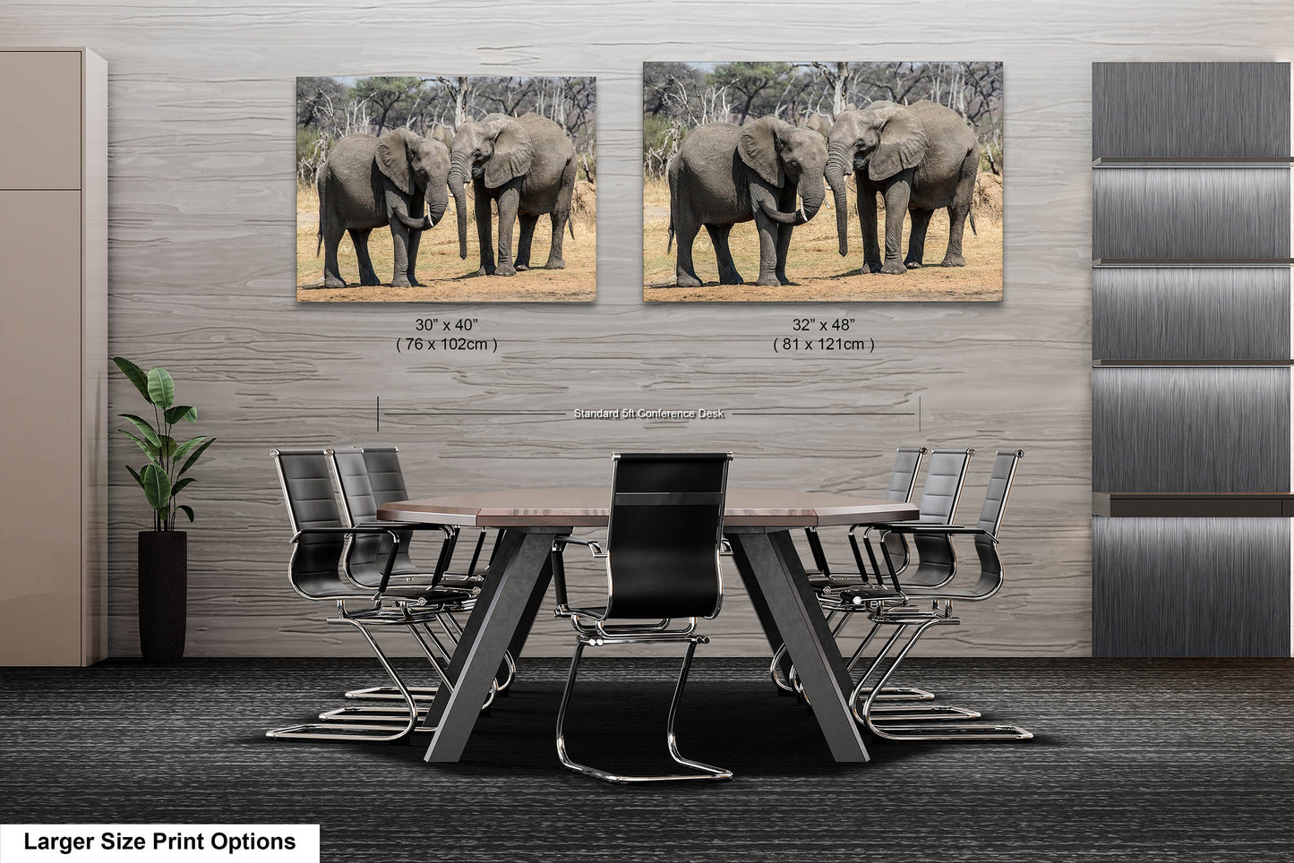 Elephant Canvas Wall Art, South Africa Elephants Couple Photo Print, Safari Animal Print Elephant Photography for Office, Dorm or Home Decor