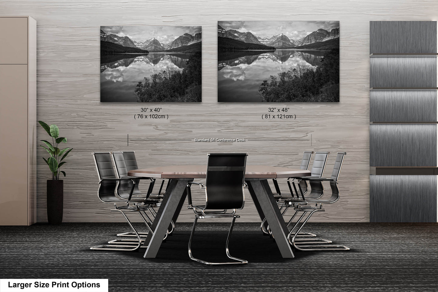 St.Mary's Lake Glacier National Park, Montana Mountain Landscape, Canvas Wall Art Prints, Black and White Decor