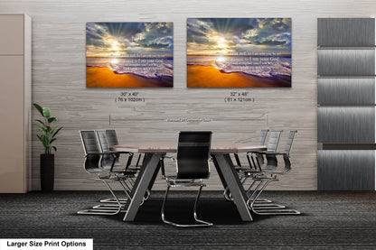 Isaiah 41:10, Inspirational Canvas Wall Art Prints, Sunset Beach, Christian Canvas Art, Christian Religious Decor for Home