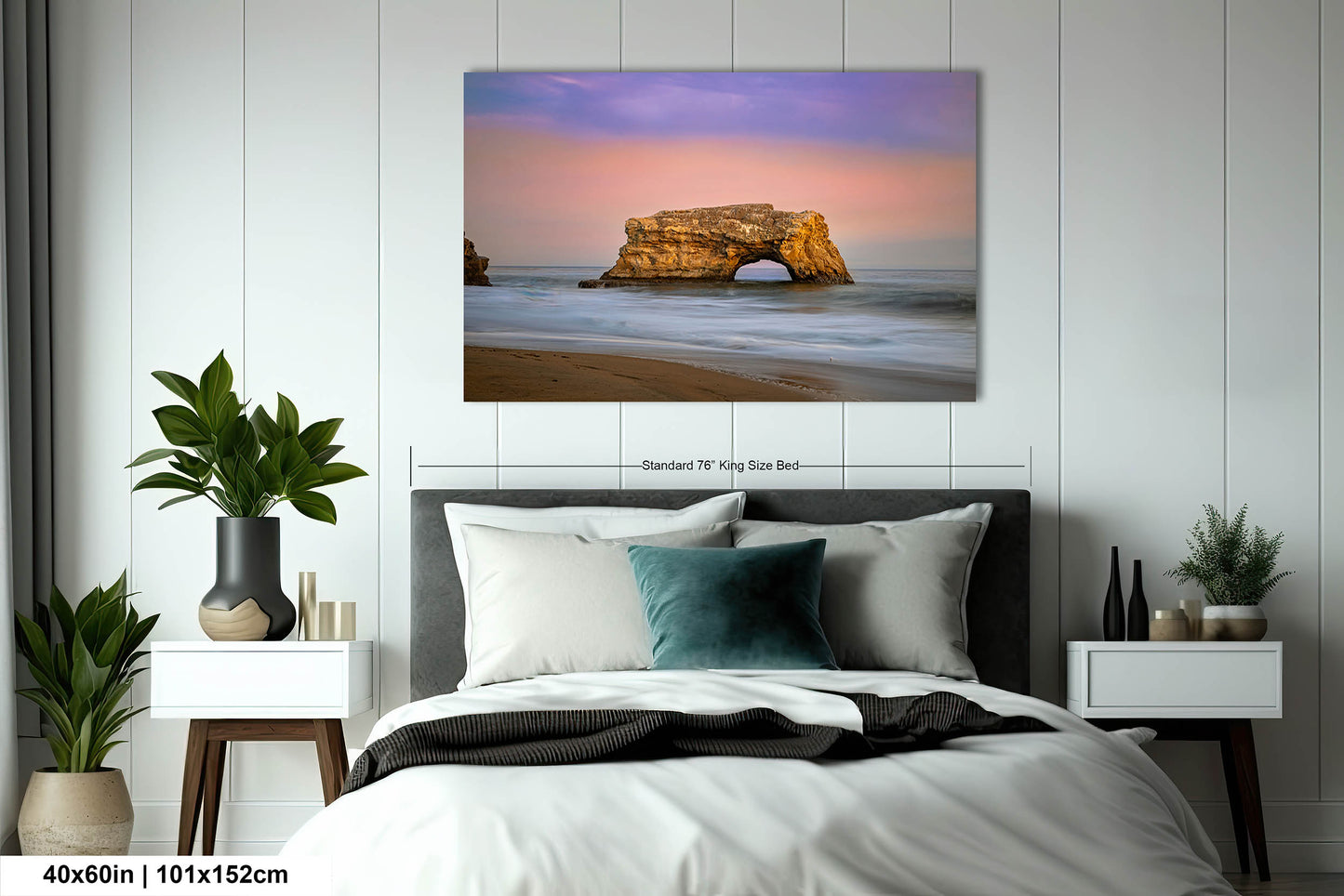 Sunset Santa Cruz Natural Bridge Beach art canvas wall print , Ready to hang home office gift canvas print. Wall Art office Home Decorations