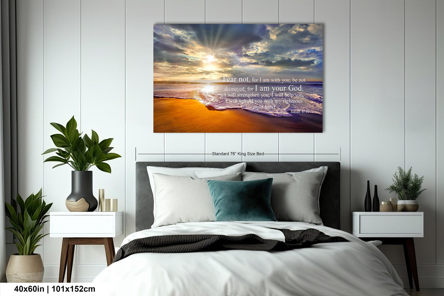 Isaiah 41:10, Inspirational Canvas Wall Art Prints, Sunset Beach, Christian Canvas Art, Christian Religious Decor for Home