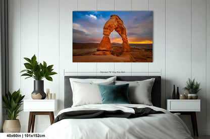 Sunset at Delicate Arch art canvas wall print Arches National Park Utah Ready to hang gift canvas print. Wall Art Office Home Decorations