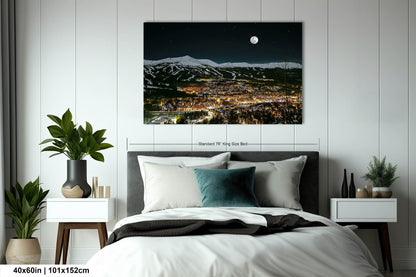 Breckenridge Colorado, Breckenridge wall art, Breckenridge canvas, Moon and stars over Breckenridge, 3 piece wall art canvas