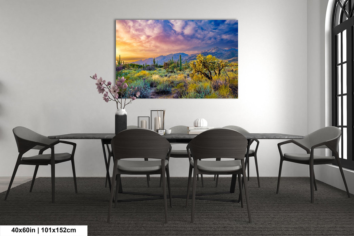 Desert Wonderland: Painted Sky Sunset at Sabino Canyon Tucson Arizona Cactus Landscape Photography Wall Art