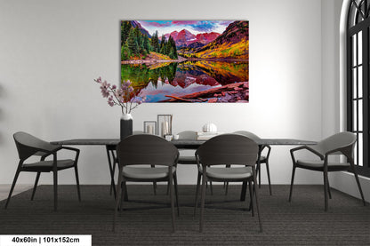 Maroon Bells near Aspen, Maroon Bells photo, Colorado art, autumn canvas, mountain wall art, Aspen art, autumn colors