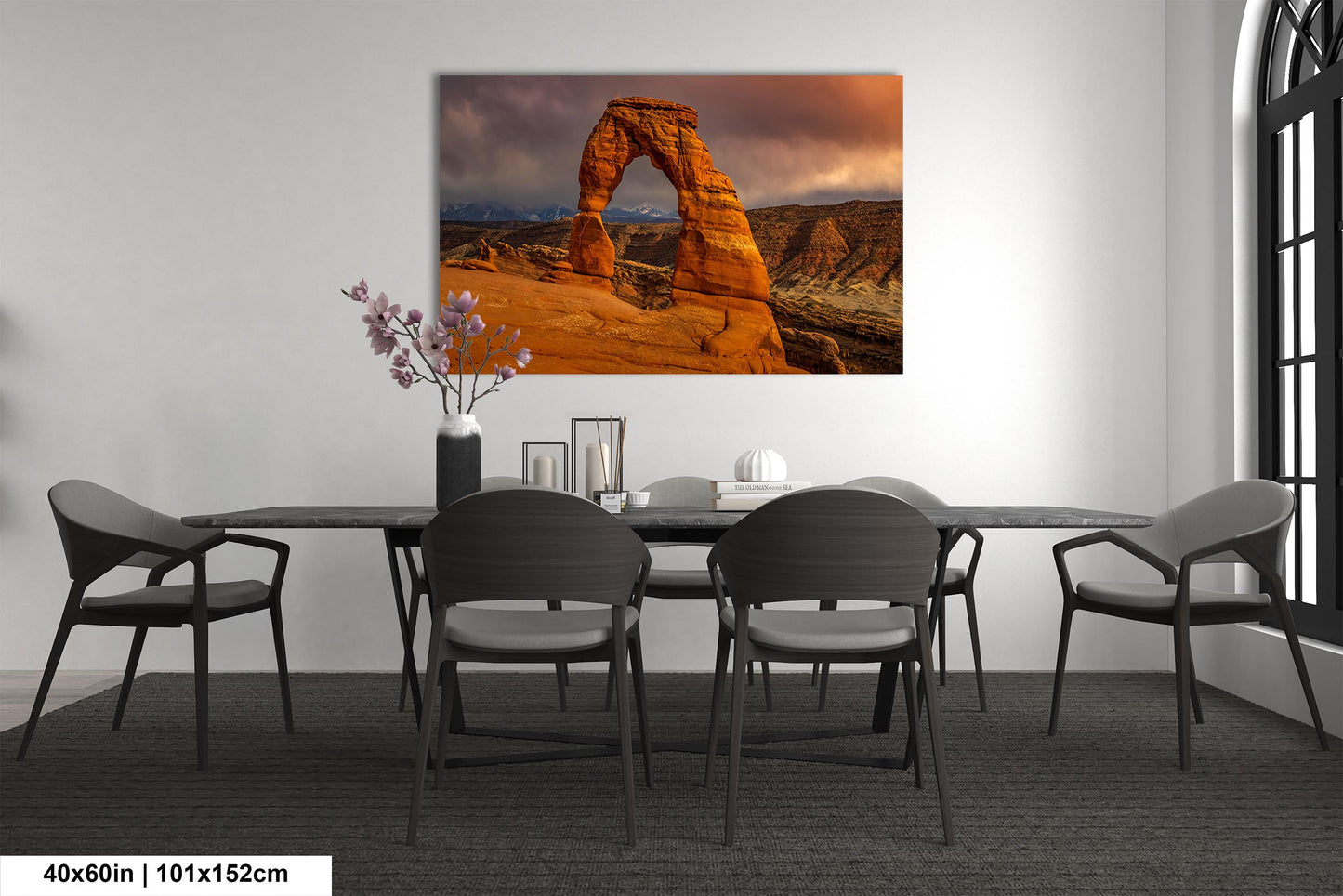 Sunset at Delicate Arch art canvas wall print Arches National Park Utah Ready to hang gift canvas print. Wall Art Office Home Decorations