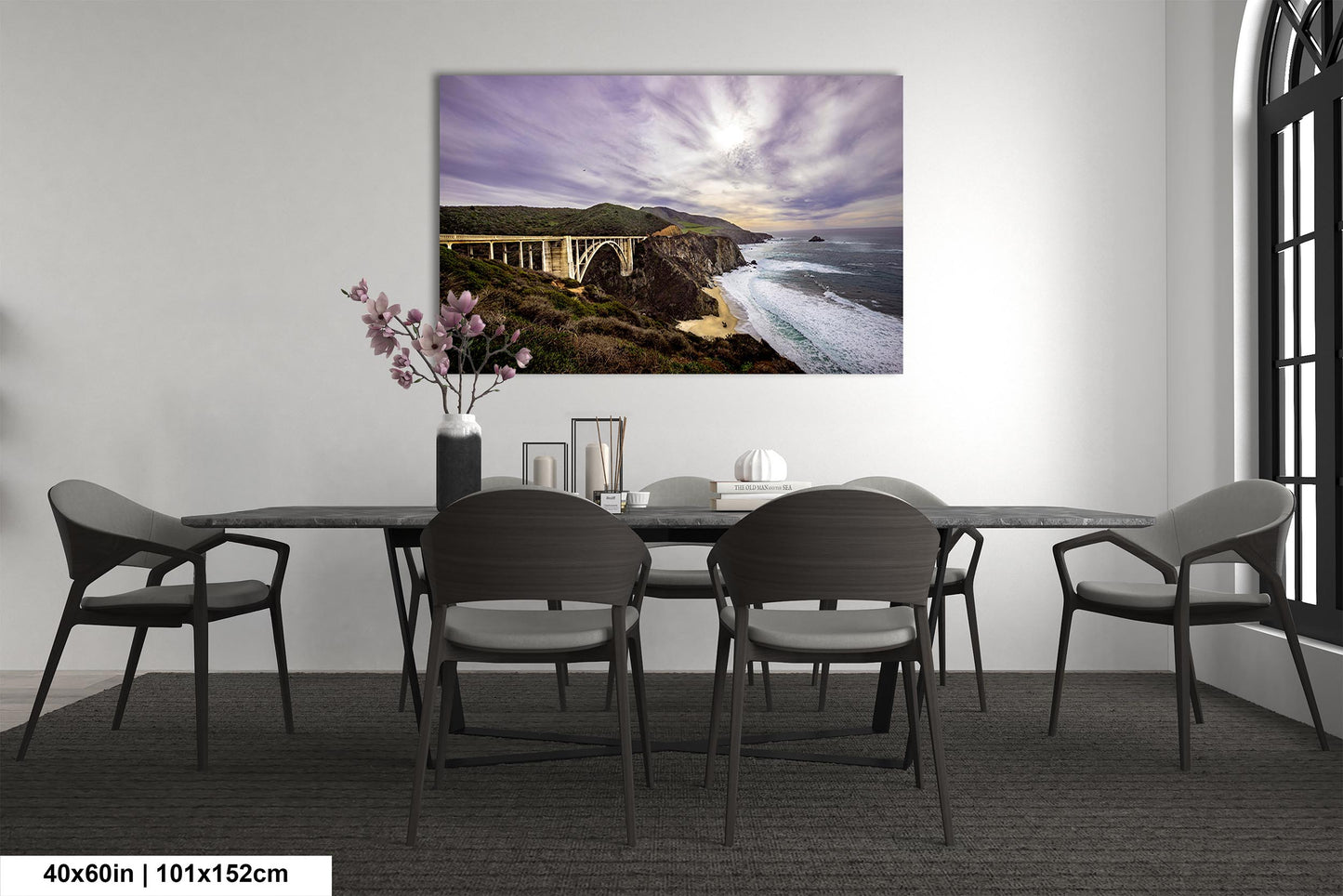 Bixby Bridge and Pacific Coast Big Sur art canvas wall print , Ready to hang home office gift canvas print. Wall Art office Home Decorations