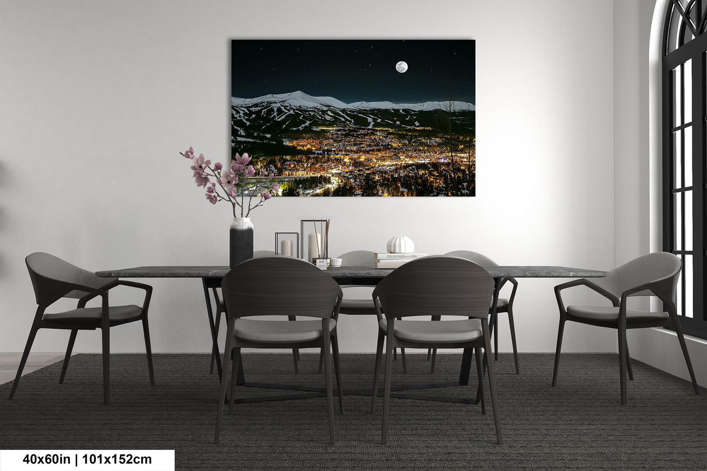 Breckenridge Colorado, Breckenridge wall art, Breckenridge canvas, Moon and stars over Breckenridge, 3 piece wall art canvas