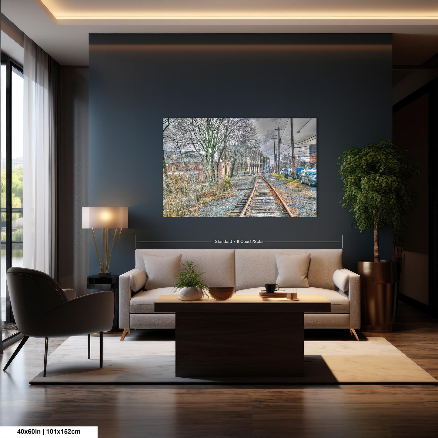 Beacon NY train tracks hdr living room bar cityy rebirth canvas print metal print