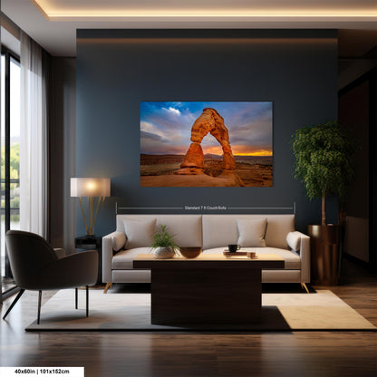 Sunset at Delicate Arch art canvas wall print Arches National Park Utah Ready to hang gift canvas print. Wall Art Office Home Decorations