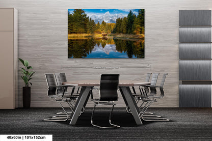 Majestic Bull Moose Reflection Posing at Sunrise Schwabacher Landing Grand Teton National Park Mountain Photo Wall Art Print for Home Decor