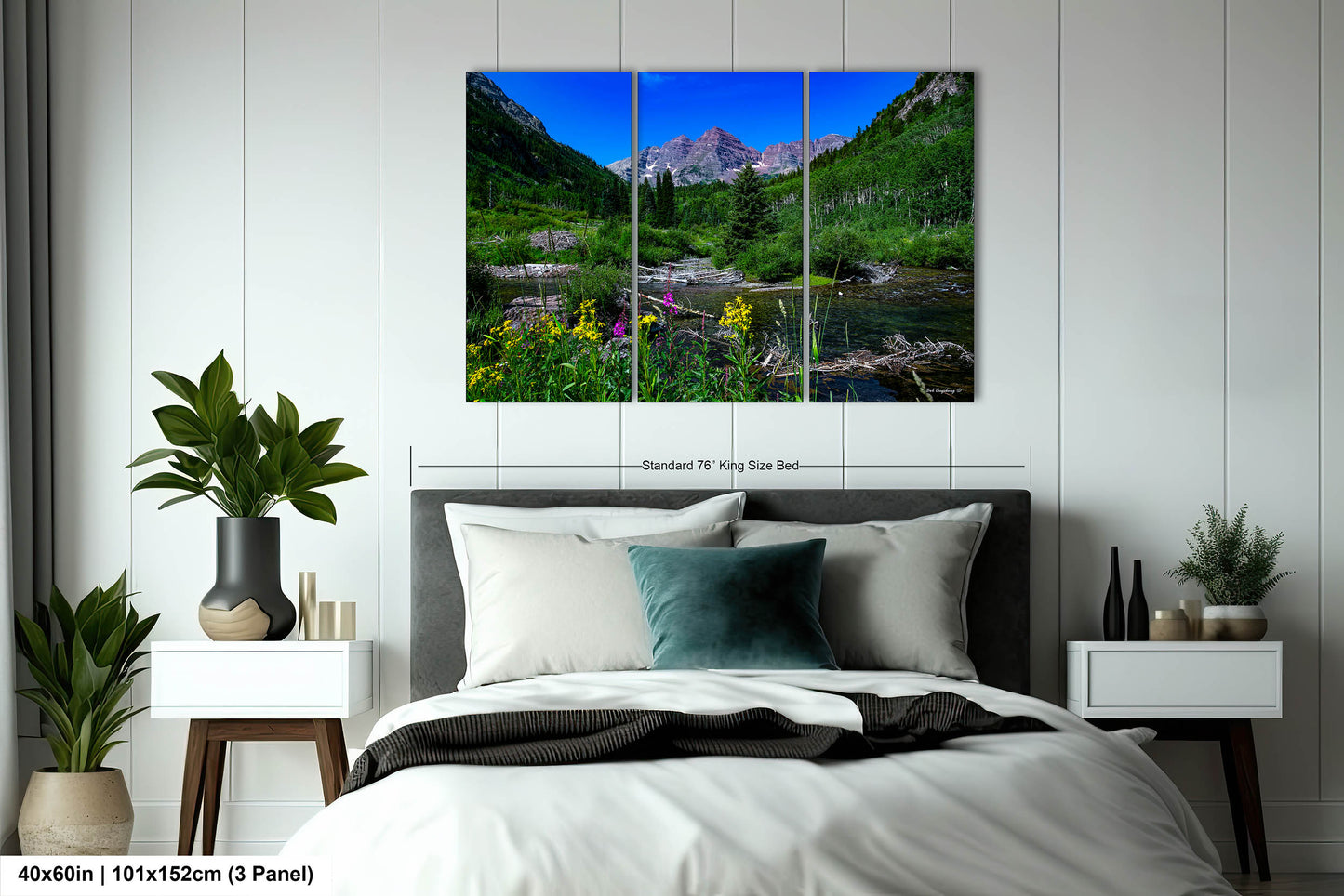 Maroon Bells summer landscape, Aspen Colorado, Colorado wall art, wildflower prints, San Juan mountains, triptych, aspen