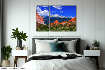 Garden of the gods, Pikes Peak, Colorado Springs, Colorado 14er, Colorado wall art, mountain wall art, man cave art, blue sky