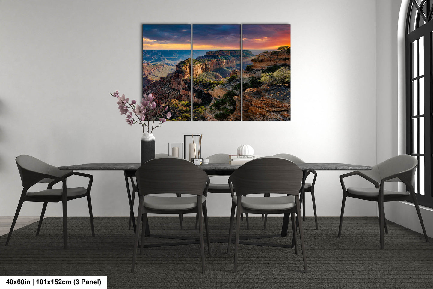 North Rim Grand Canyon National Park Southwestern Wall Art, Arizona Decoration in Triptych, Metal, and Large Canvas Print