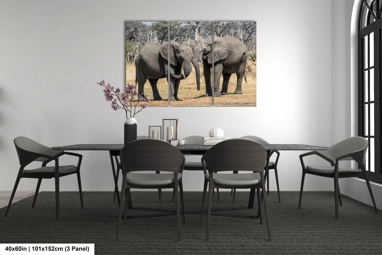 Elephant Canvas Wall Art, South Africa Elephants Couple Photo Print, Safari Animal Print Elephant Photography for Office, Dorm or Home Decor