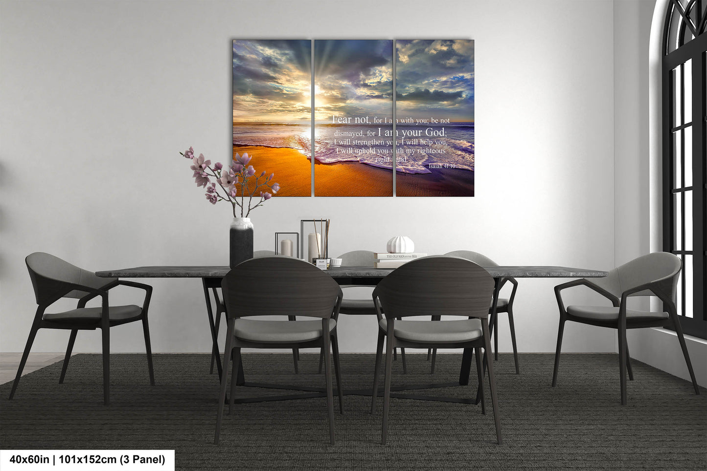 Isaiah 41:10, Inspirational Canvas Wall Art Prints, Sunset Beach, Christian Canvas Art, Christian Religious Decor for Home