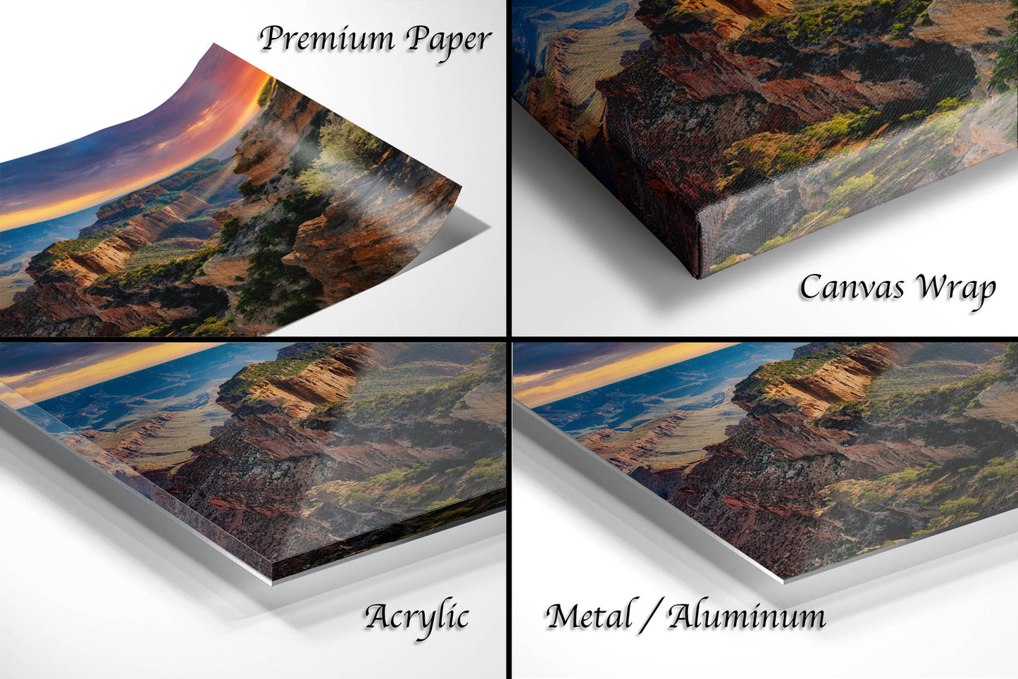 North Rim Grand Canyon National Park Southwestern Wall Art, Arizona Decoration in Triptych, Metal, and Large Canvas Print