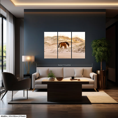 Wild Mustang Horses Mother and Baby Sunset / Fine Art Print / Canvas / Acrylic / Metal / Photography