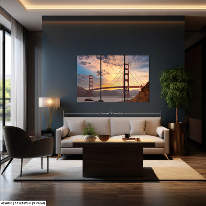 Golden Gate Bridge Sunrise Print, San Francisco Bay Bridge, Canvas Wall Art Photo Prints, Dramatic Landscape, Wall Decor for Home or Office