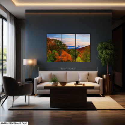 Blue ridge mountains fall picture, Smoky mountains autumn landscape, North Carolina mountains, Appalachia, Smoky mountain art, triptych