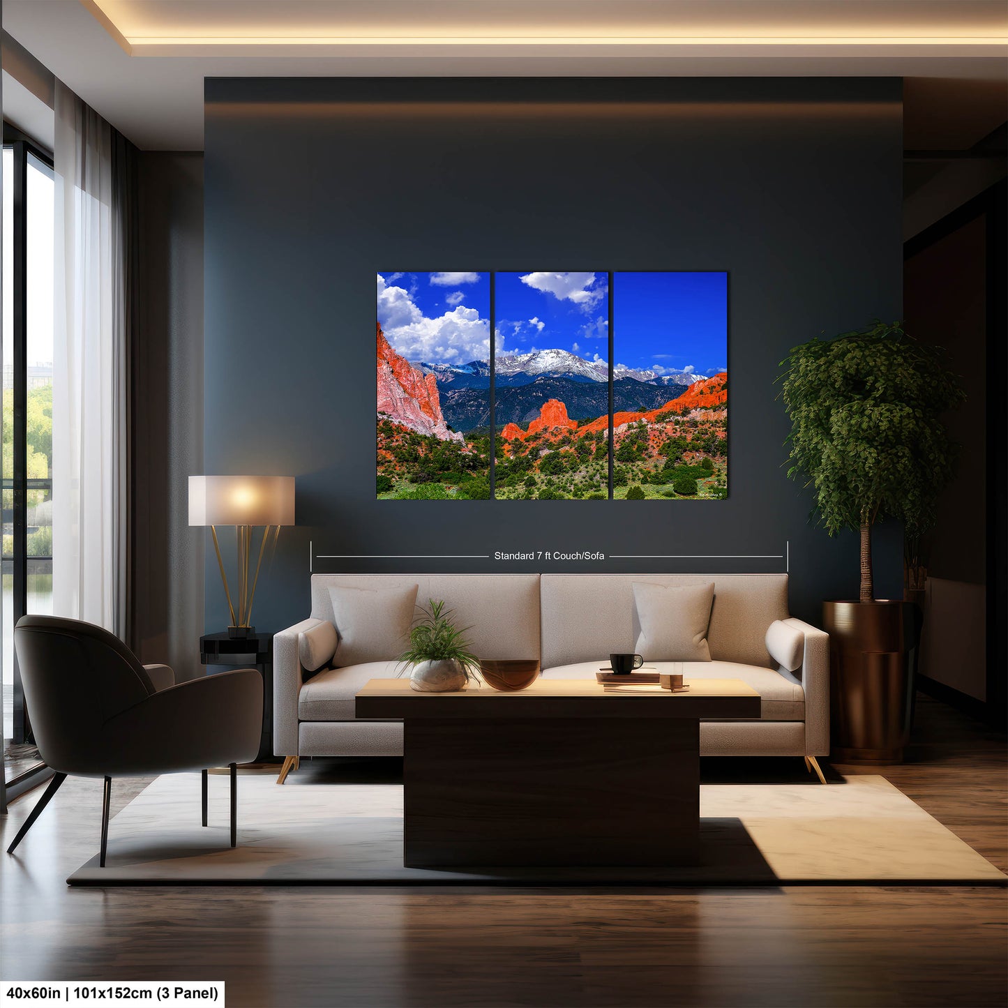 Garden of the gods, Pikes Peak, Colorado Springs, Colorado 14er, Colorado wall art, mountain wall art, man cave art, blue sky