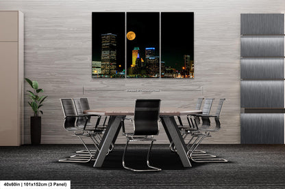 Tulsa Skyline, Tulsa Oklahoma Art, Tulsa Nightscape, Tulsa Night Skyline, Tulsa Moon, Tulsa Wall Art