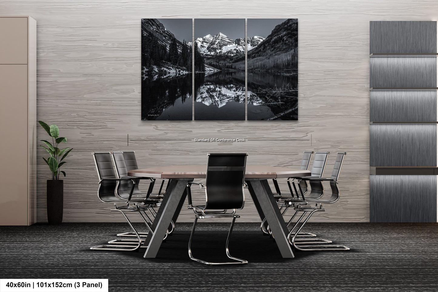 Maroon Bells black and white landscape picture, Aspen Colorado, large framed artwork, Colorado wall art, Rocky Mountains print
