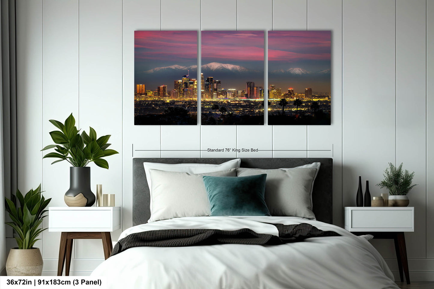 Los Angeles Skyline at Dusk against Mountains / home decor/canvas art print/wall art