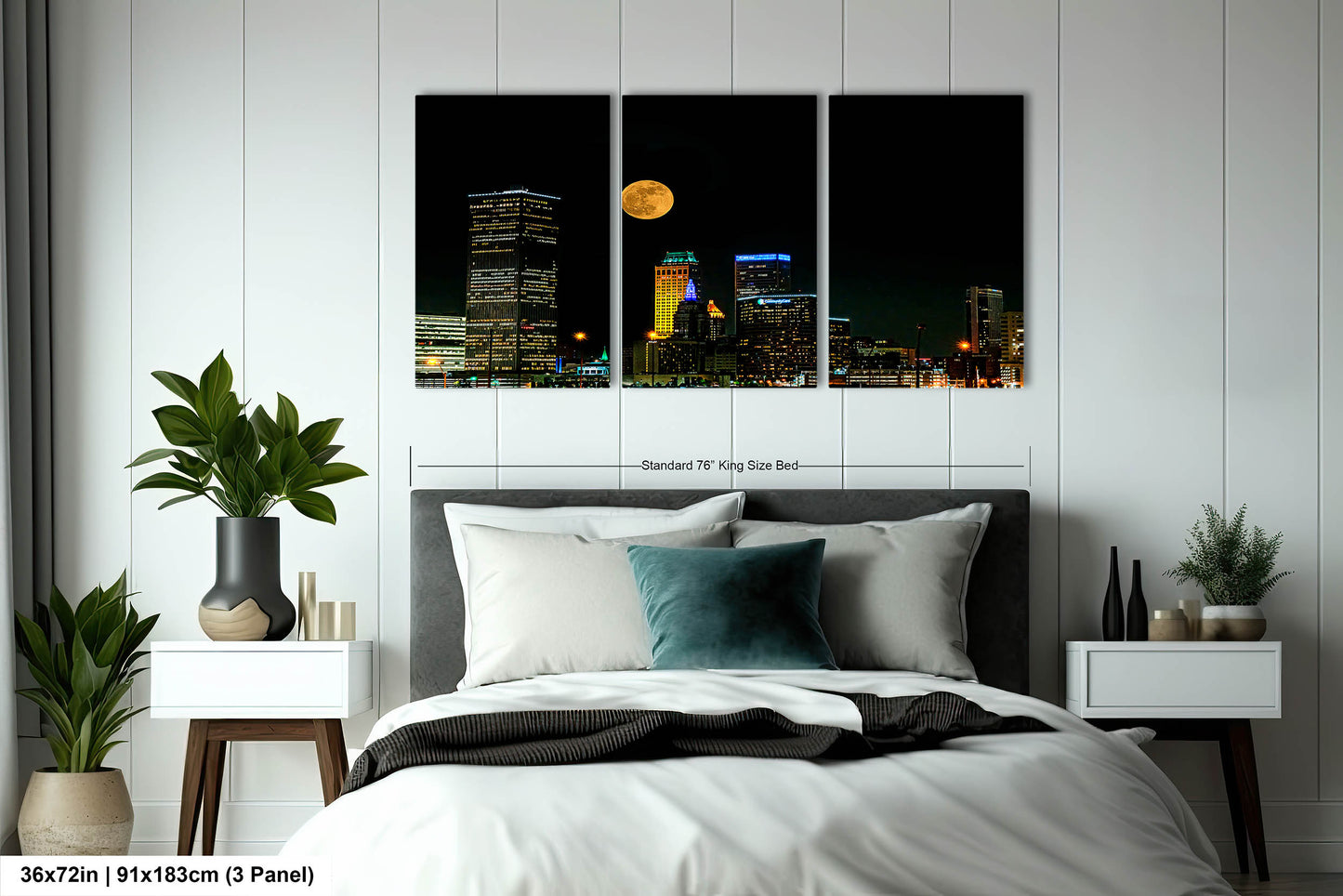 Tulsa Skyline, Tulsa Oklahoma Art, Tulsa Nightscape, Tulsa Night Skyline, Tulsa Moon, Tulsa Wall Art