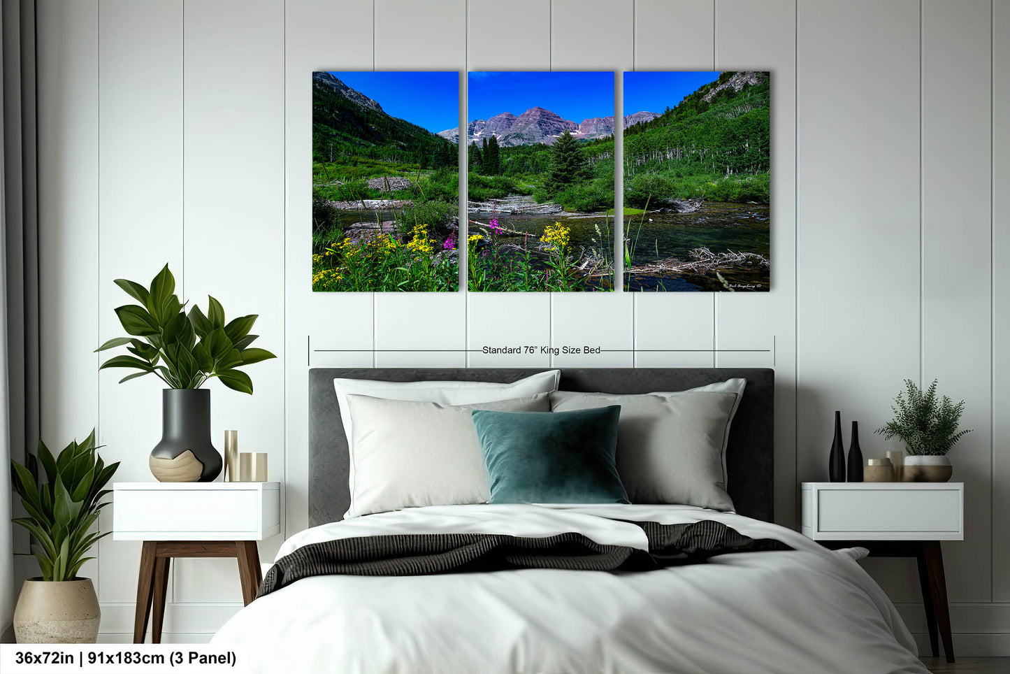 Maroon Bells summer landscape, Aspen Colorado, Colorado wall art, wildflower prints, San Juan mountains, triptych, aspen