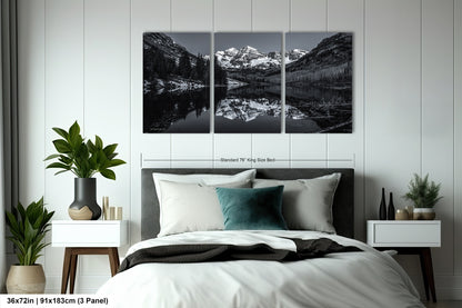 Maroon Bells black and white landscape picture, Aspen Colorado, large framed artwork, Colorado wall art, Rocky Mountains print