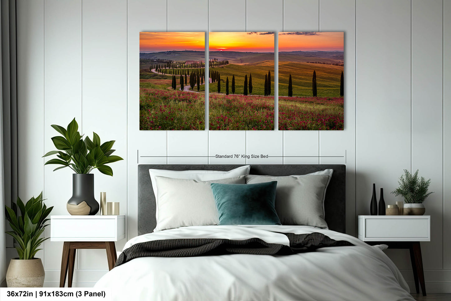 Tuscany, Val d'Orcia, Baccoleno Farmhouse, Cypress Trees, Italy, Poppies, Sunset, Iconic