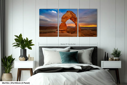 Sunset at Delicate Arch art canvas wall print Arches National Park Utah Ready to hang gift canvas print. Wall Art Office Home Decorations