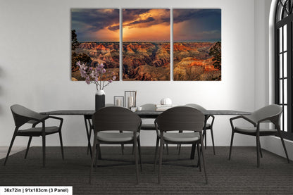 Grand Canyon Lightning, Arizona Art, Red Rock Artwork, Gift, Vibrant Sunset Landscape, Nature Photography Print, Canvas, Metal, Acrylic