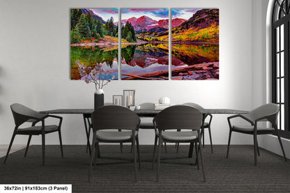 Maroon Bells near Aspen, Maroon Bells photo, Colorado art, autumn canvas, mountain wall art, Aspen art, autumn colors