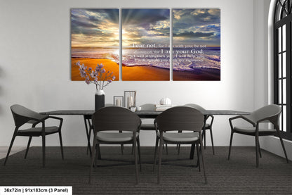 Isaiah 41:10, Inspirational Canvas Wall Art Prints, Sunset Beach, Christian Canvas Art, Christian Religious Decor for Home