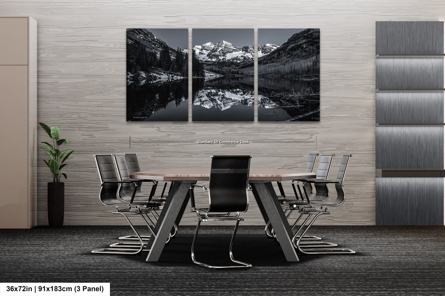 Maroon Bells black and white landscape picture, Aspen Colorado, large framed artwork, Colorado wall art, Rocky Mountains print
