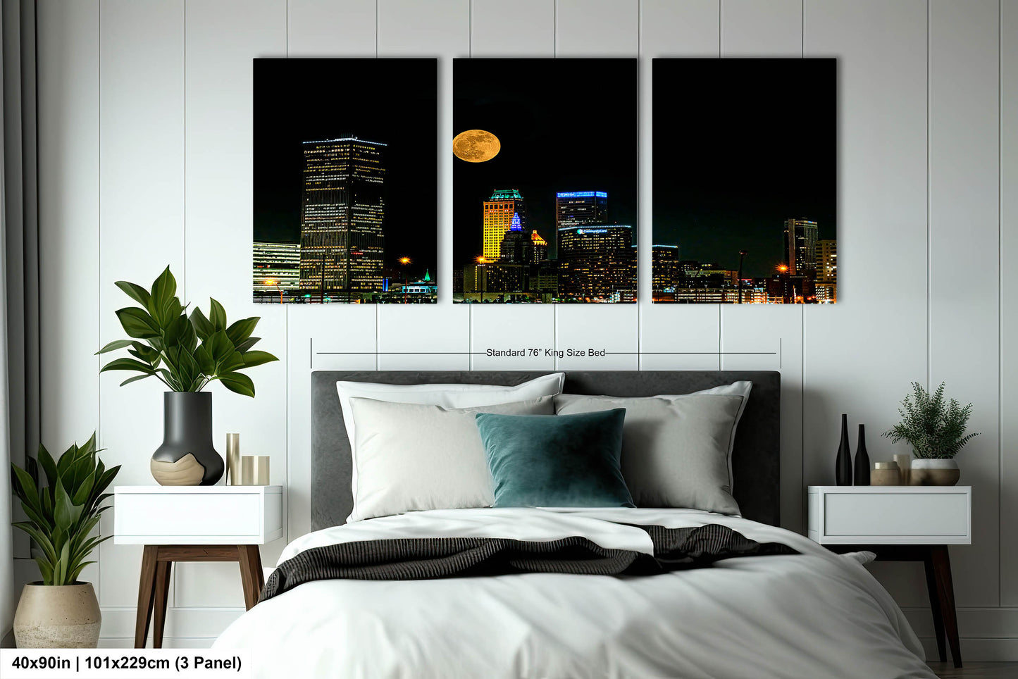 Tulsa Skyline, Tulsa Oklahoma Art, Tulsa Nightscape, Tulsa Night Skyline, Tulsa Moon, Tulsa Wall Art