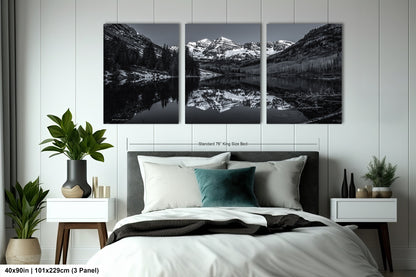 Maroon Bells black and white landscape picture, Aspen Colorado, large framed artwork, Colorado wall art, Rocky Mountains print